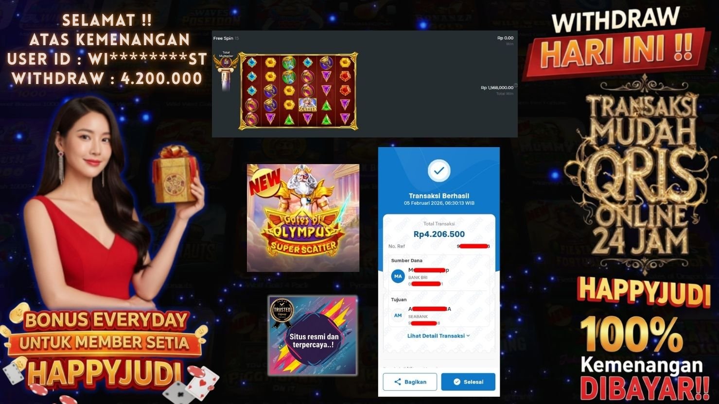 HAPPYJUDI JACKPOT SLOT GATES OF OLYMPUS SUPER SCATTER